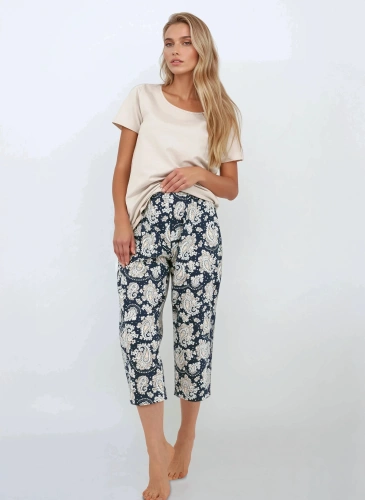 Navy Charm Dámske pyžamo Momenti Per Me - krátky rukáv a 7/8 nohavice, bavlna