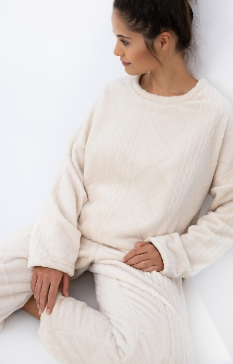 Bridget Homewear Sensis dámske pyžamo - teplé, mäkký úplet, farba ecru