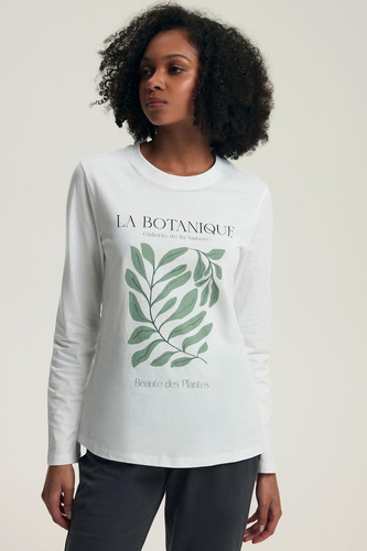 Dámske pyžamo Henderson Danna 43686 krémové - bavlna, dlhý rukáv, pohodlný strih