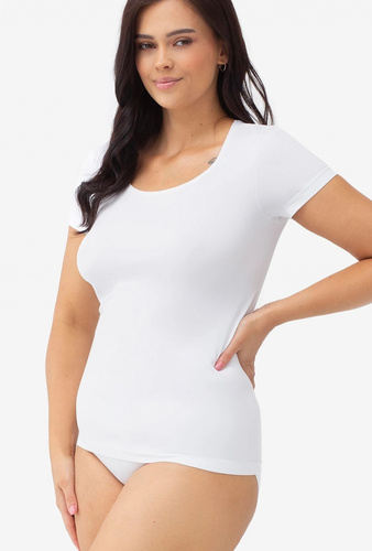 Gatta T-Shirt 2K 608 dámske bezšvové tričko z mikrovlákna s krátkym rukávom biele