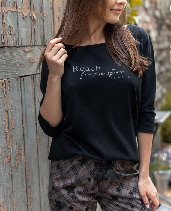 Sensis Reach For The Stars Dámske pyžamo - čierno-hnedé