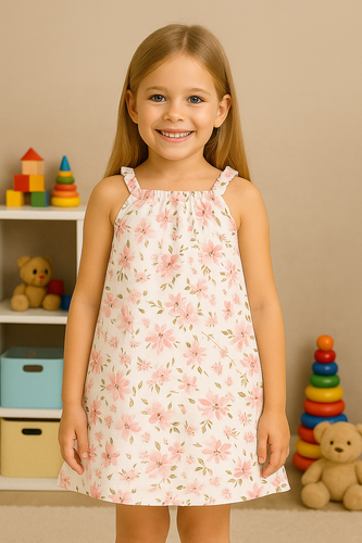 Mušelínové šaty bez ramienok Kvety ecru Pinokio s kvetinovou potlačou