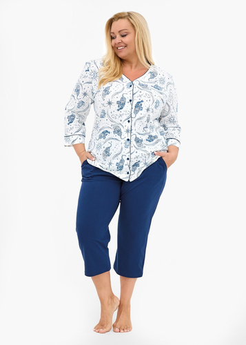 162/446 Cornette Kristin 2 dámske pyžamo | 100% bavlna, nezapínané, 3/4 rukávy a nohavice