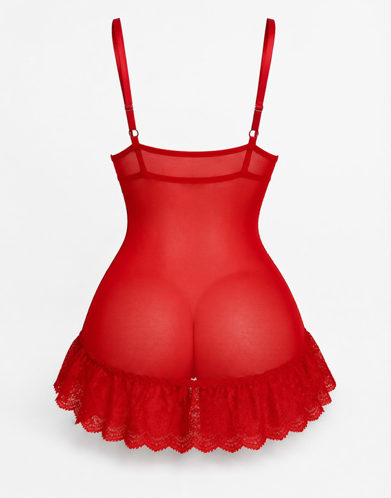 Nočná košieľka Nuit Red LivCo tyl čipka dámska elegantná