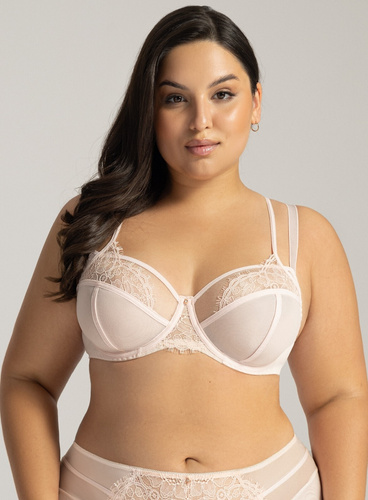 2164 Maxi Soft Bra Ava Powder - mäkká čipkovaná podprsenka pre veľké poprsie