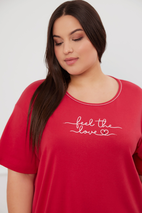 Nočná košeľa Evora s krátkym rukávom Italian Fashion - červená