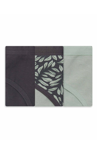 36508-K082 Henderson Dámske bavlnené bikiny v grafitovo-olivovej farbe, 3-pack