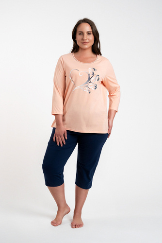 Arietta Dámske pyžamo 3/4 rukávy a 3/4 nohavice Italian Fashion - lososová