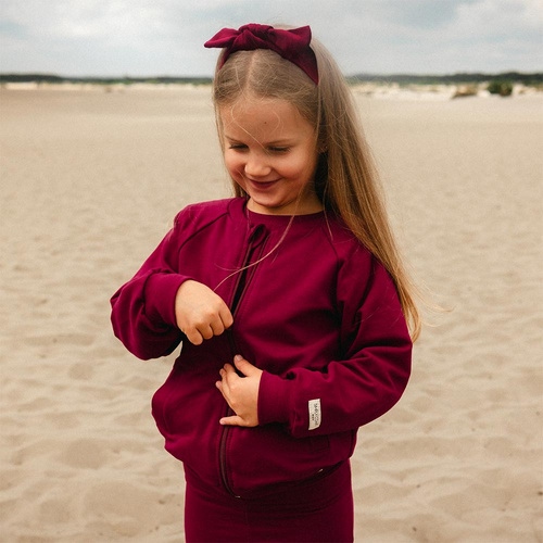 Simply Comfy Detská bordová mikina Eevi - bavlnená, ľahká, bez kapucne