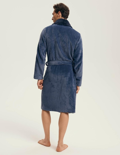 Pánsky župan Henderson 43375 Nantes navy - šálový golier, rebrovaná štruktúra, elegantný dizajn