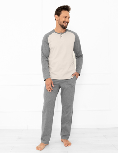 Alexander Pánske pyžamo Italian Fashion béžové - bavlna, dlhé. rukávy a nohavice
