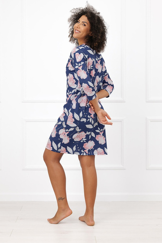 Nočná košeľa Italian Fashion Entina bavlna kvety rukáv 3/4 výstrih do V