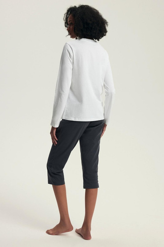 Dámske pyžamo Henderson Danna 43686 krémové - bavlna, dlhý rukáv, pohodlný strih