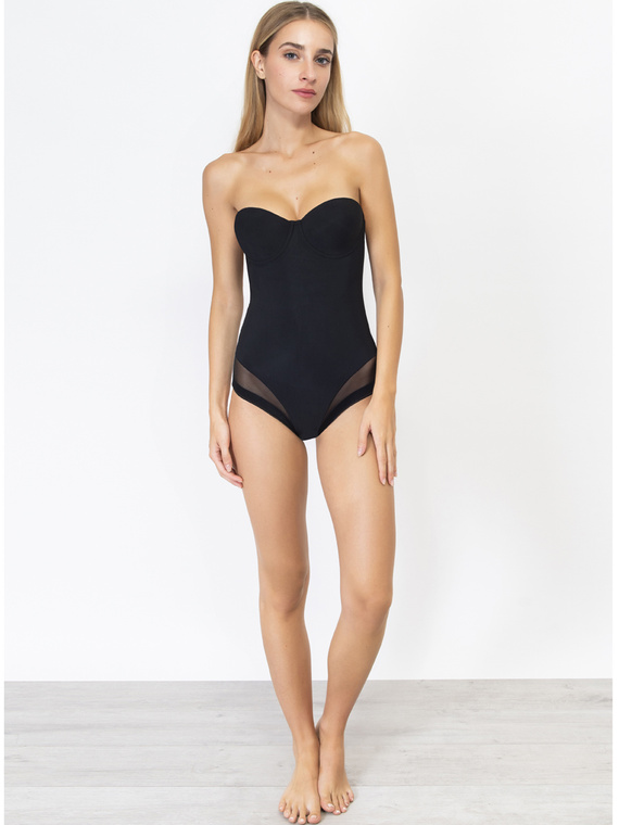 1852 Dámske body Everybody bardot z mikrovlákna, vystužené košíčky, bezšvové Sielei black