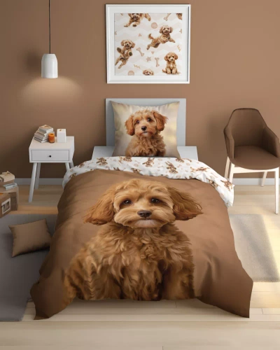 5421 A Rudy Piesek Pościel bawełniana świecąca w ciemności Detexpol