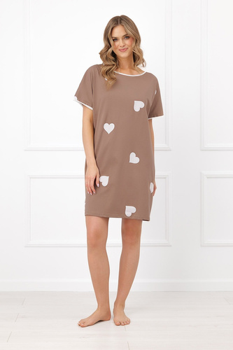 Italian Fashion Mila nočná košeľa Mega Soft krátky rukáv srdcia bavlna