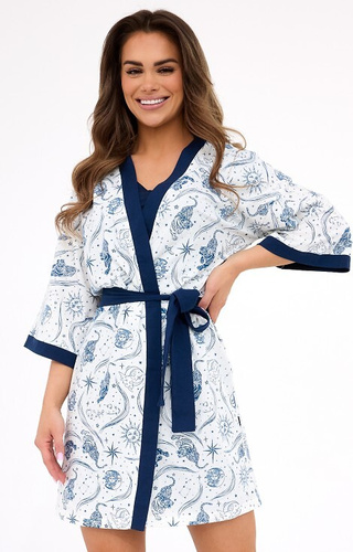 742/444 Olivia Cornette Dream Lady krátky bavlnený župan s potlačou hviezd