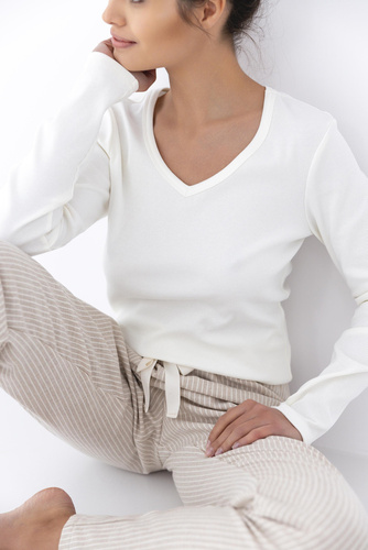 Dinah Dámske pyžamo Sensis Flanel - krémovo-béžové