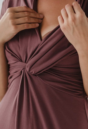 Loop Milk&Love tehotenské a dojčiace šaty - ružovo-hnedé, 7/8 rukáv, viskóza