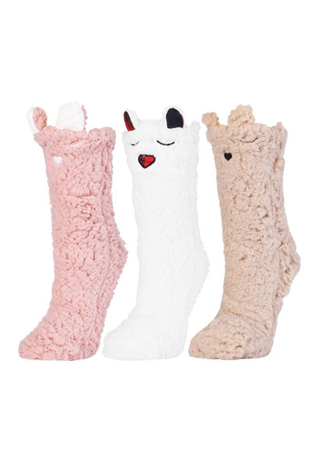 Dámske ponožky Moraj CDC1600-001 bielo ružové - nadýchané, smiley a ABS protišmykové