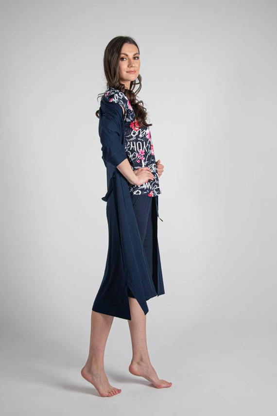 676 Dámske pyžamo s podrážkou Forex - tmavomodré