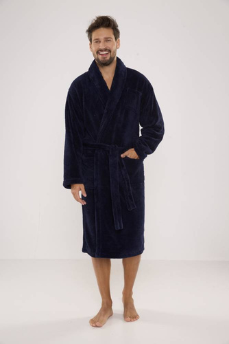 811 Pánsky plyšový župan De Lafense - tmavomodrý