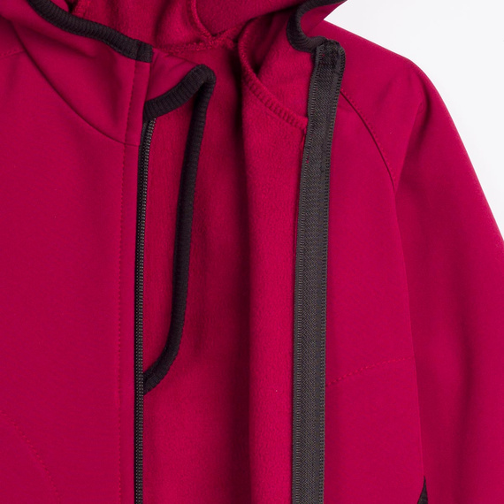 229002 Nicol Softshellová bunda pre dievčatá s kapucňou, fleece, reflexná - bordová