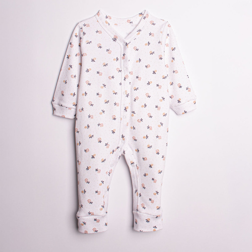 220032 Detský overal Nicol 100% bavlna s dlhým rukávom a jemnou kvetinovou potlačou