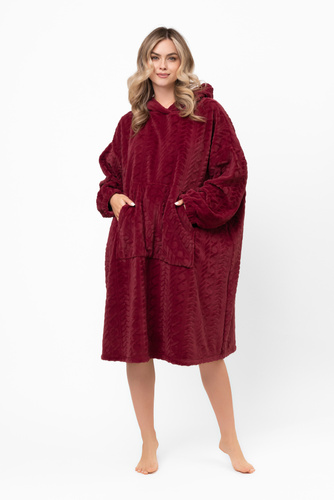 Reno Kocobluza Italian Fashion burgundy - oversize, mäkký bipolárny, unisex, s kapucňou
