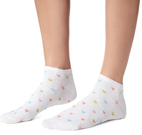 Stopki damskie Steven 114 Summer bawełniane cienkie do sneakersów biele 178