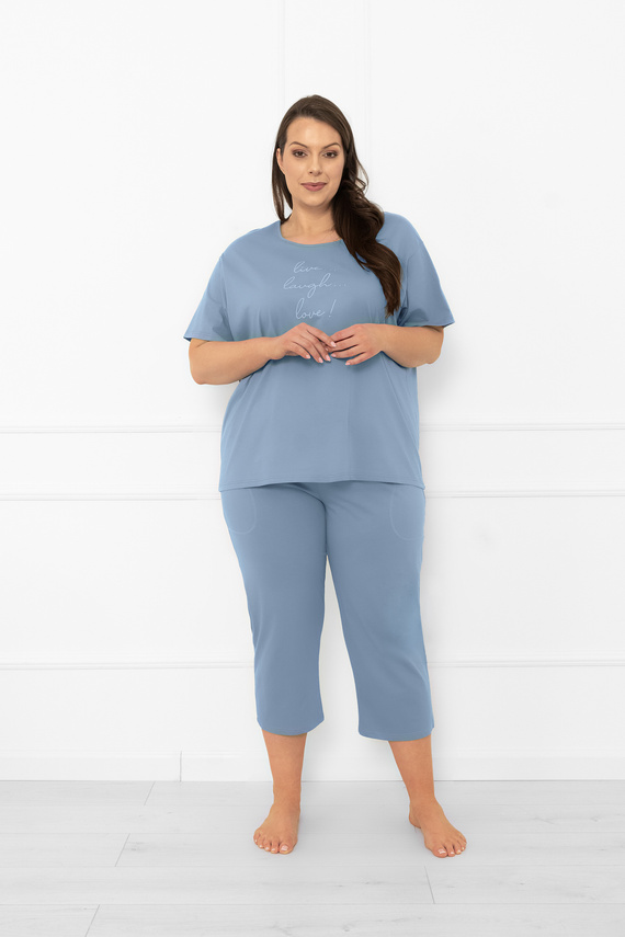 Dámske pyžamo Ksara - krátky rukáv, nohavice 3/4, bavlna Italian Fashion - oceľ