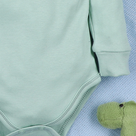 ABN-5566 Dino Explorer body z organickej bavlny Nini mint z organickej bavlny, dlhý rukáv