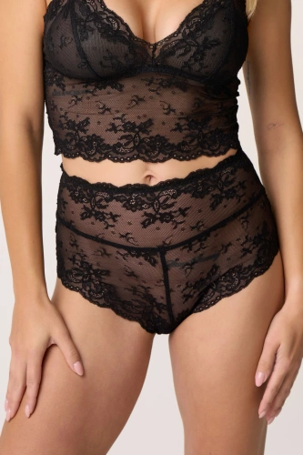 Dámske nohavičky Babell Night Whisper čierne čipkované s vysokým pásom