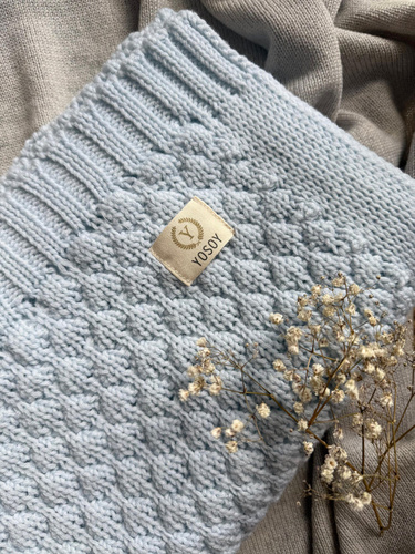 Bubbles Yosoy modrá deka z merino vlny - prírodná, hypoalergénna, obojstranná