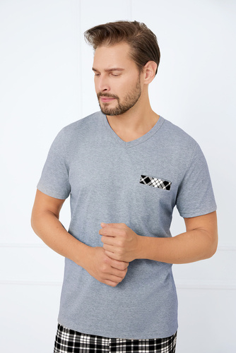 Klark Pánske pyžamo s krátkym rukávom, šortky Talianska móda - melange/print