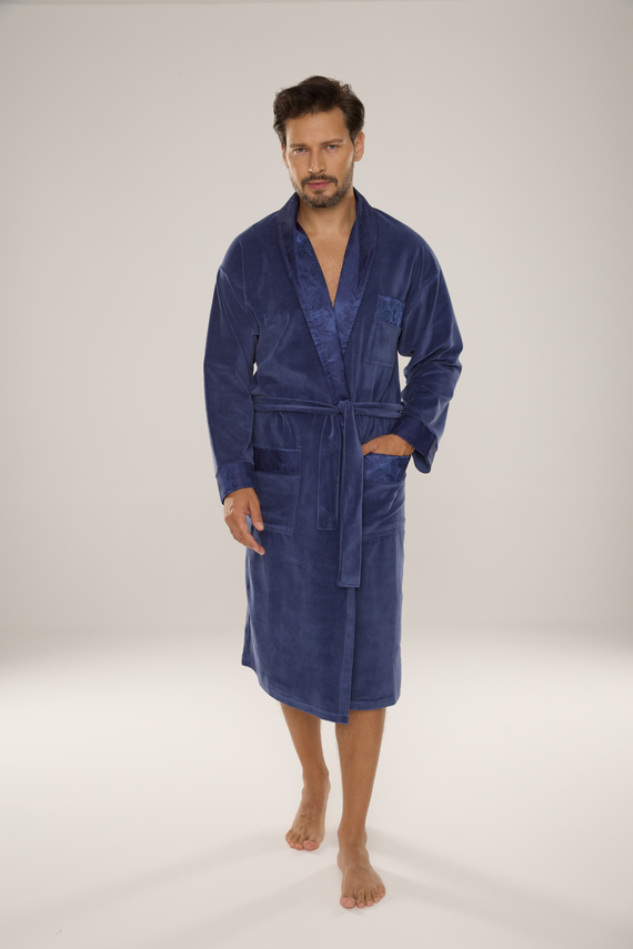 868 Noble pánsky velúrový župan De Lafense - elegantný, mäkký, prémiový, džínsový