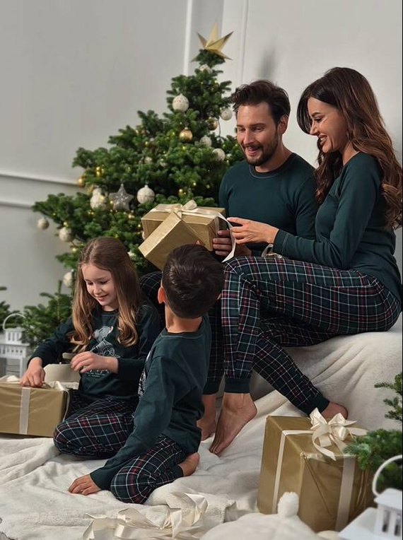 Fogo Pánske pyžamo s dlhým rukávom, dlhé nohavice Talianska móda - zelená/potlač