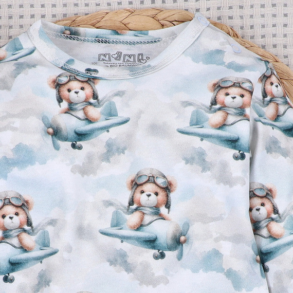 NINI ABN-5746/JSZ detské body 100 % bambus Baby Bear Pilot so zapínaním na cvočky