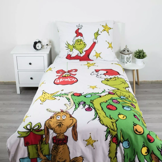 Bavlnené obliečky Grinch Grinchmas JF24 140x200 100% bavlna Grinch zámok