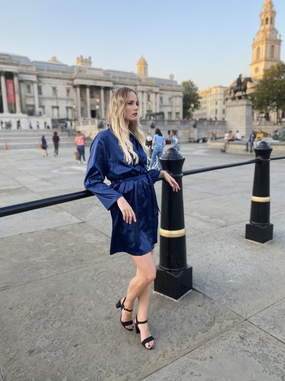 797 Klasický dámsky župan Forex - tmavomodrý