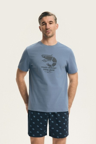 Pánske pyžamo Henderson 44520 Brad, bavlna, krátke rukávy, potlač, vzorované šortky