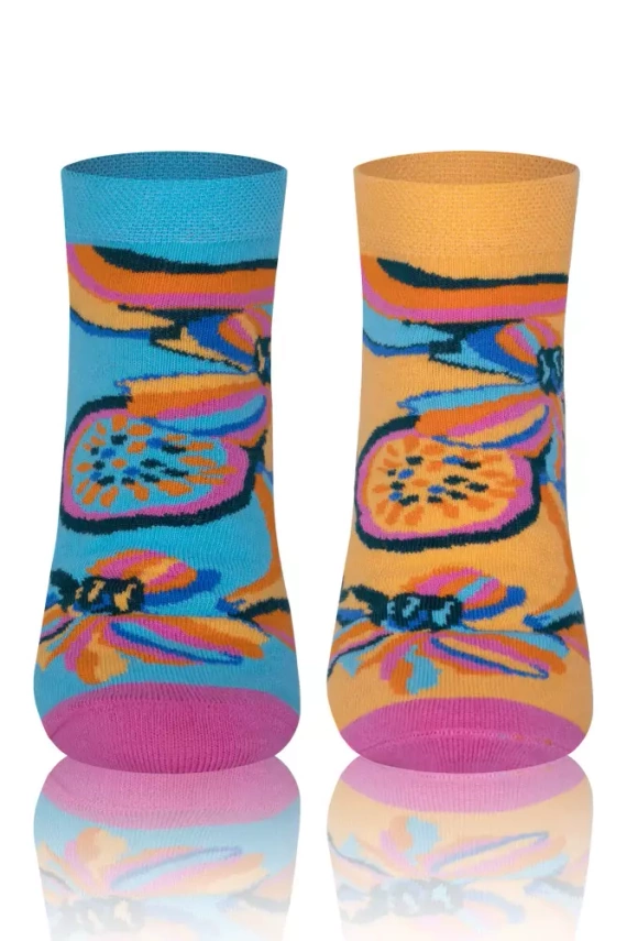 S141S Ponožky Zanzi Italian Fashion - rozstrapatené/žlté/ružové