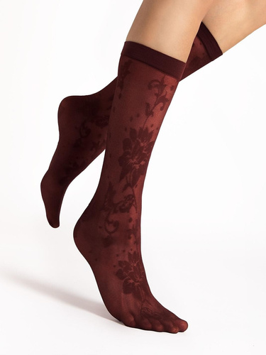 Fiore G1204 Shari Dámske ponožky 20 DEN kvetinové Oxblood