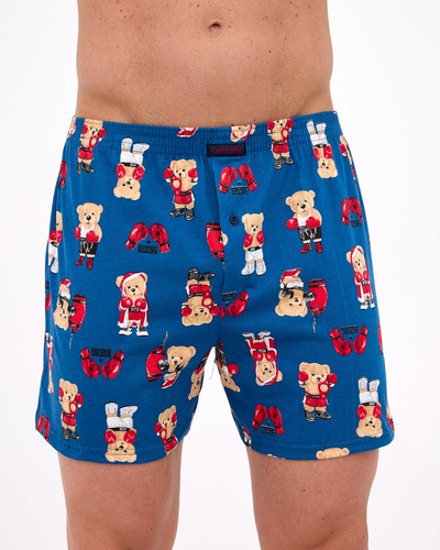 001/179 Pánske boxerky Cornette Classic - bavlnené, pohodlné, so zábavnou potlačou v námorníckej modrej farbe