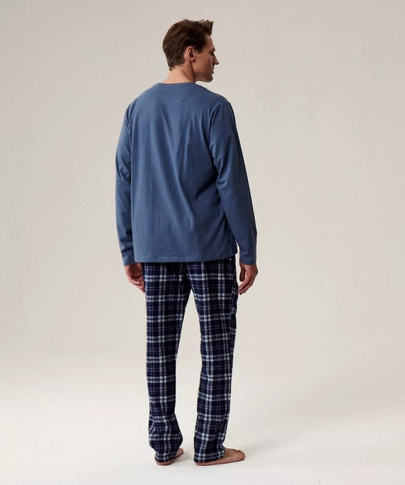 NMP-393 Atlantic blue - pánske bavlnené flanelové pyžamové nohavice