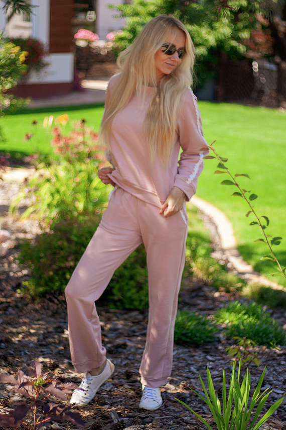 Antao dámska tepláková súprava Mirale, bavlna s elastanom, poľská výroba - ružová