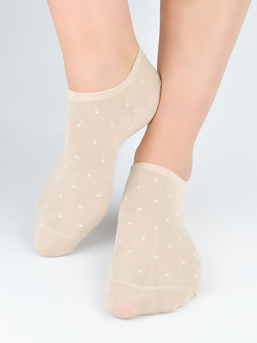 Dámske neviditeľné ponožky Noviti ST077 – modal, bodky, ploché švy beige