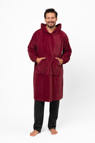 Reno Kocobluza Italian Fashion burgundy - oversize, mäkký bipolárny, unisex, s kapucňou