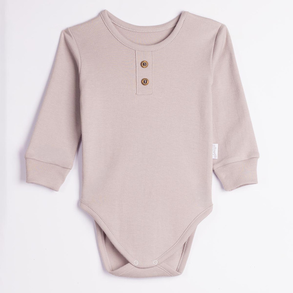 228096 Nicol FARMA dojčenské body sivé s dlhým rukávom Henley bavlna