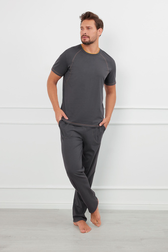 Salomon Pánske pyžamo s krátkym rukávom a dlhými nohavicami Italian Fashion - graphite/honey